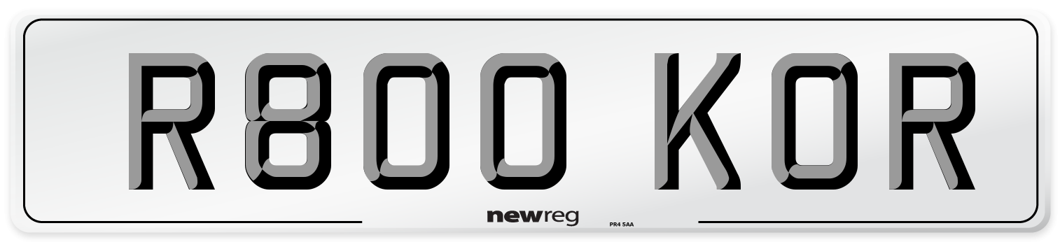 R800 KOR Number Plate from New Reg
